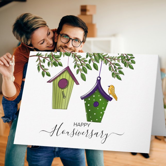 Cartão Consulta de aniversário de casa feliz (Criador carregado)