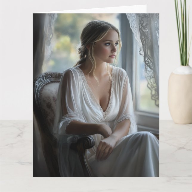 Cartão Contemplação Elegante: Placa de Aquarela (Frente)