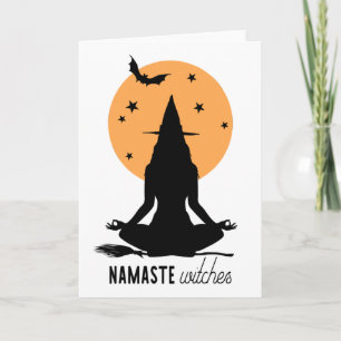 Cartão Contemporary Halloween yoga Witch