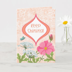 Cartão Continue Brilhando! Jardim Floral de Pêssego de En