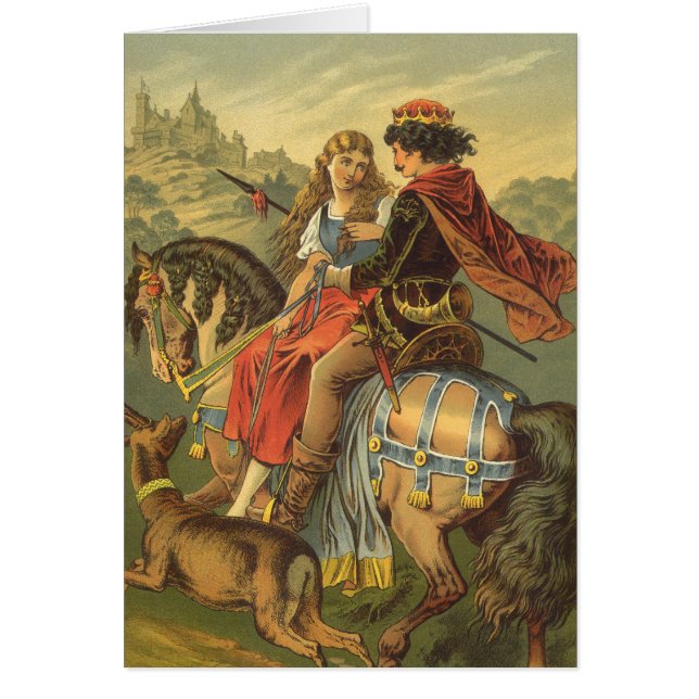 Cartão Conto de Fadas Vitoriano Antigo, Irmão e Irmã (Frente)