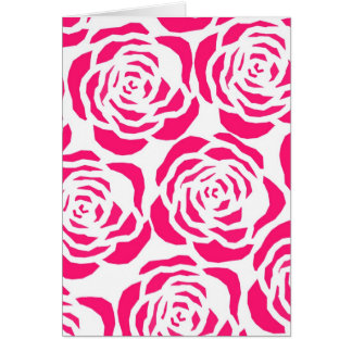 Cartão contornos de flores rosa quente