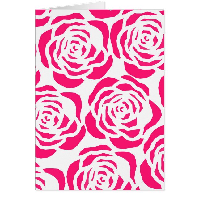 Cartão contornos de flores rosa quente (Frente)