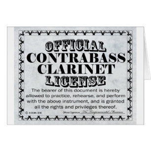 Cartão Contrabass Clarinet License