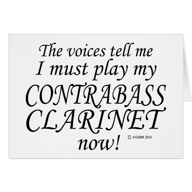 Cartão Contrabass Clarinet Vozes Dizem Que Deve Jogar (Frente Horizontal)