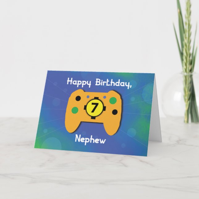 Cartão Controlador Aniversário Gamer de 7 Anos (Frente)