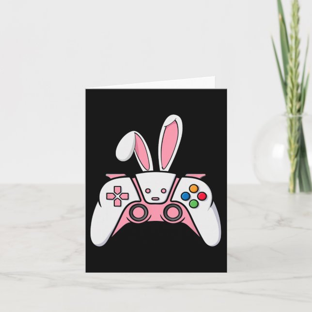 Cartão Controlador de Jogo com Ouvidos Coelhinhos Gamin P (Frente)