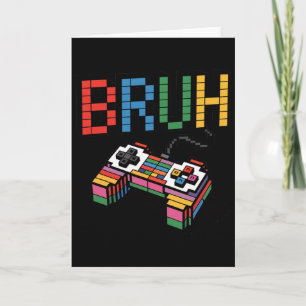 Cartão Controlador de Jogo Pixel Block Bruh Divertido Est