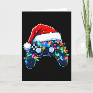 Cartão Controlador de Video Game Chapéu de Natal do Papai
