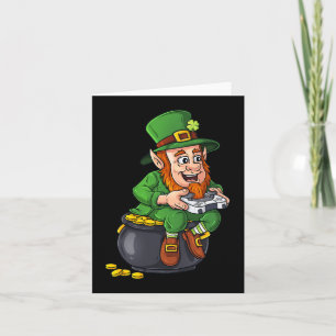 Cartão Controlador de Video Game do Leprechaun do Dia de 