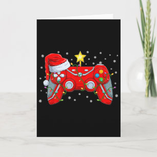 Cartão Controlador de Videogame Chapéu de Natal do Papai