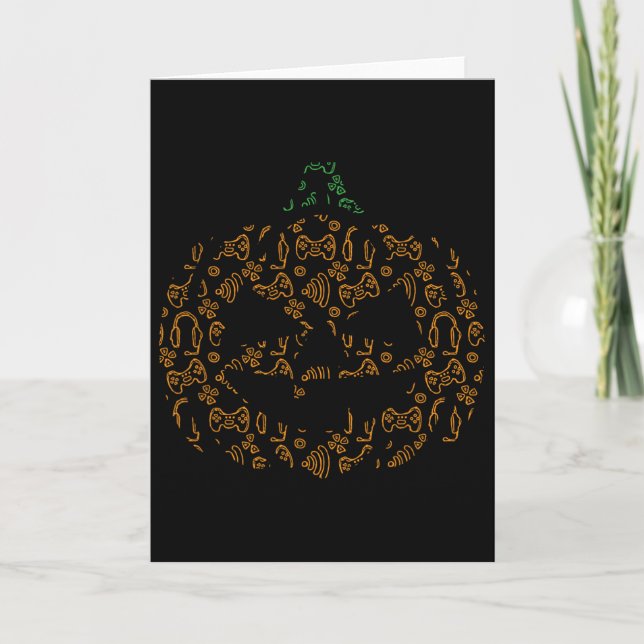 Cartão Controladora de videogame Pumpkin Halloween Figuru (Frente)