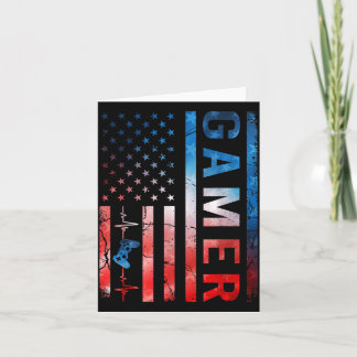 Cartão Controle de Jogo Gamer Boy Retro USA Bandeira Tie 
