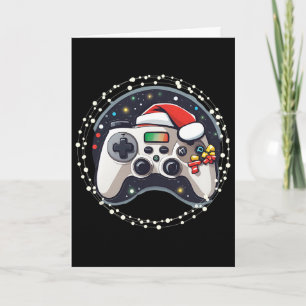 Cartão Controle de Video Game Chapéu de Papai Noel Natal