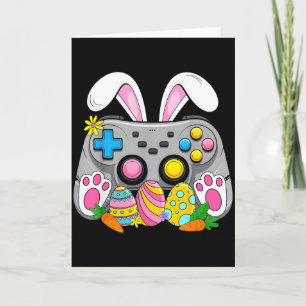 Cartão Controle de Video Game de Páscoa Coelho Ovos Jogos