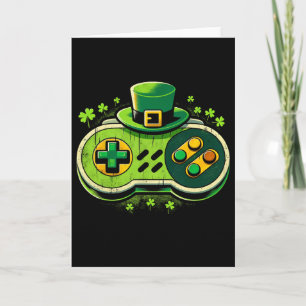 Cartão Controle de Video Game Leprechaun St. Paddys Gamer