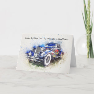 Cartão Convertible Classic Car Guy Birthday Card