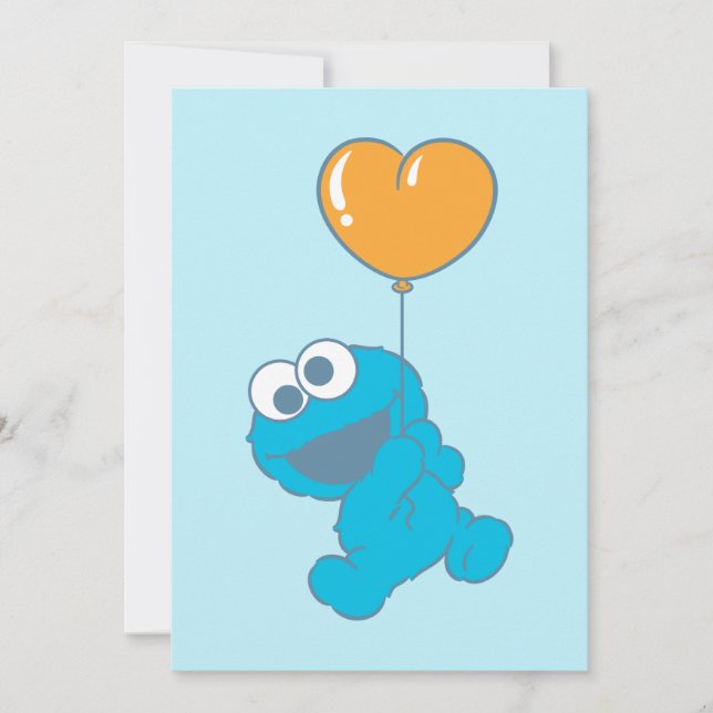 Cartão Cookie Monster Heart Balloon (Frente)