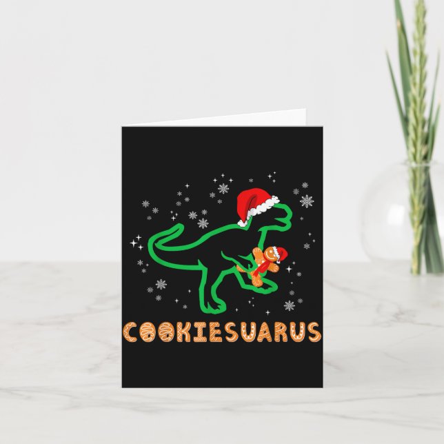 Cartão Cookiesaurus Christmas Dinosaur Rex Sugar Cookie  (Frente)