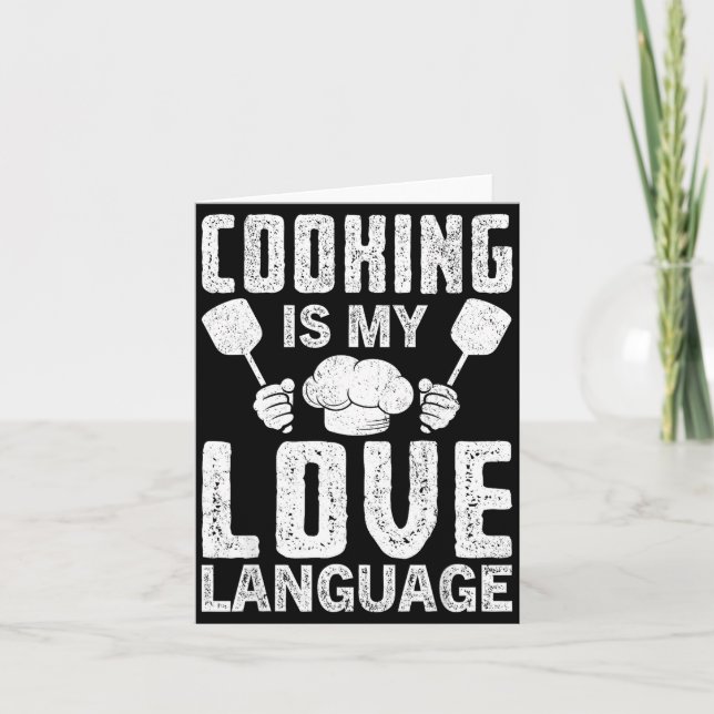 Cartão Cooking Is My Love Language Funny Chef Quote  (Frente)