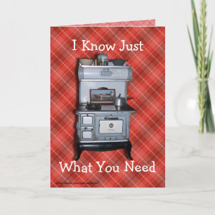 Cartão Cookstove de madeira antiga 2 personalizar qualque