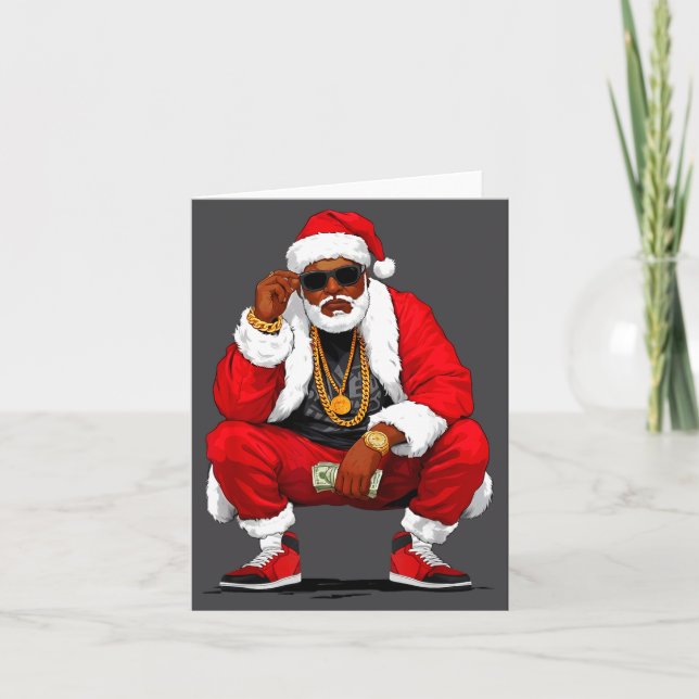 Cartão Cool Black Man Santa Claus Christmas African Ameri (Frente)