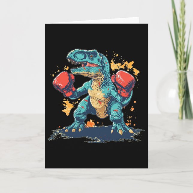 Cartão Cool Boxing Gloves With Dinosaur  (Frente)