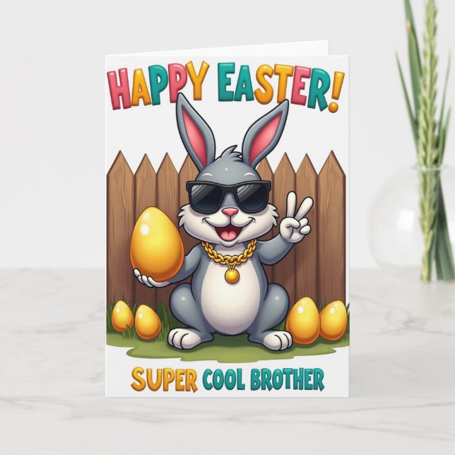 Cartão Cool Brother Easter Bunny Card (Frente)