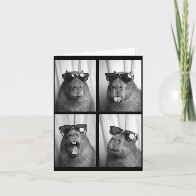 Cartão Cool Capybara With Sungles Photobooth Funny Rodent (Frente)