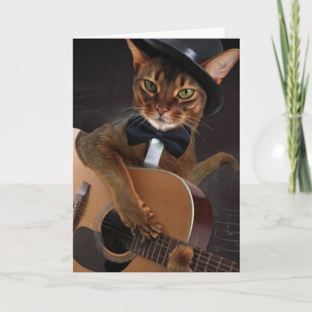 Cartão Cool Cat Guitarist – Minimal Elegant Design (Frente)
