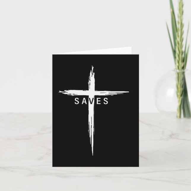Cartão Cool Christian Cross Jesus Saves Men Women Graphic (Frente)