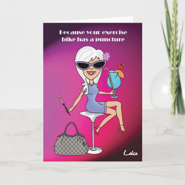 Cartão Cool Cocktail Girl customized greeting card. (Frente)