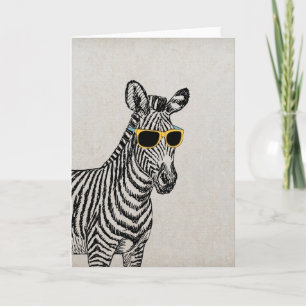 Cartão Cool cute funny zebra sketch with  trendy glasses