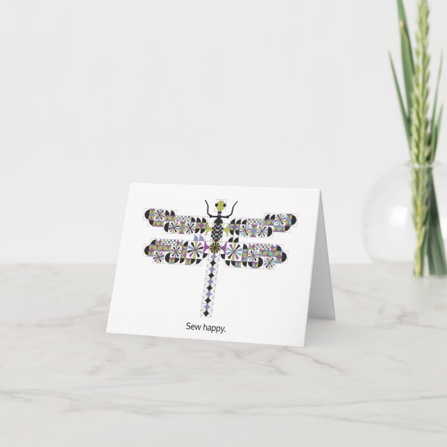 Cartão Cool Dragonfly Diva Quilt Note Card (Frente)