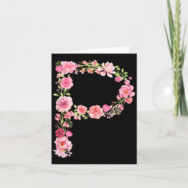 Cartão Cool Initial Alphabet Monogram Flowers Floral Lett (Frente)