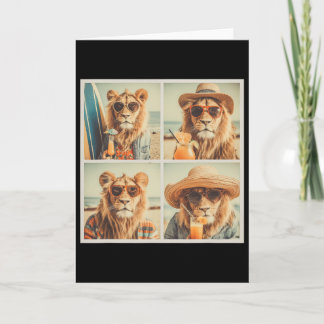 Cartão Cool Lions With Sungles Cute Animal Vacation Beach