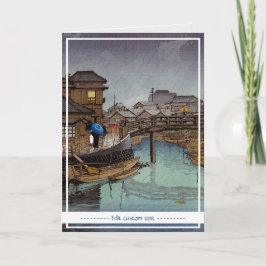 Cartão Cool oriental japanese Kawase rainy day scenery