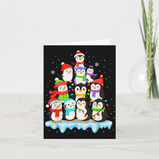 Cartão Cool Penguin Christmas Pajamas Shirt Boys, Penguin (Frente)