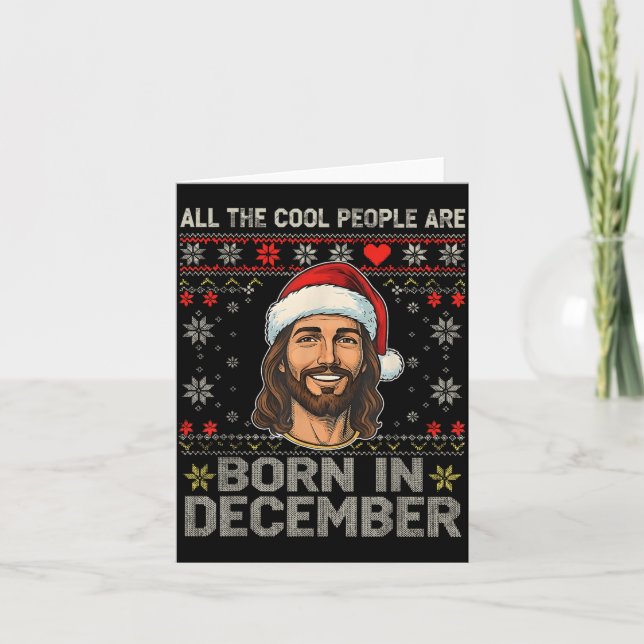 Cartão Cool People Are Born In December Christian Christm (Frente)