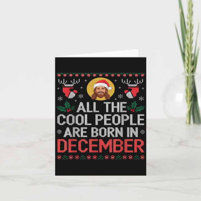 Cartão Cool People Are Born In December Christian Christm (Frente)