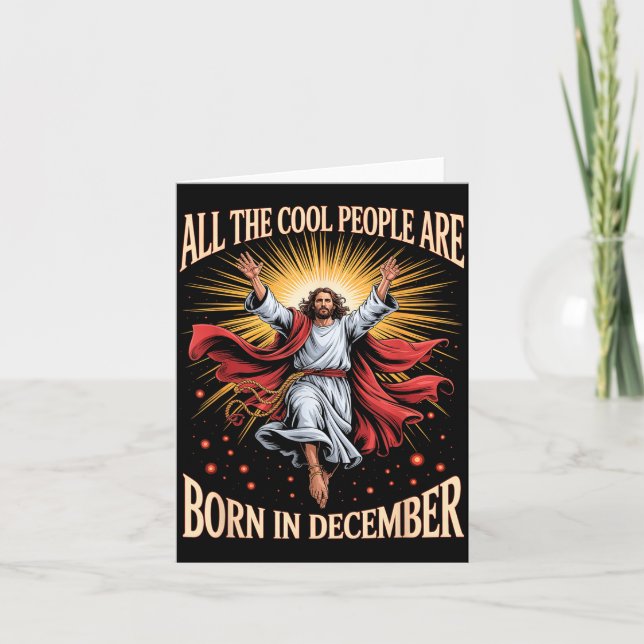 Cartão Cool People Are Born In December Christian Christm (Frente)