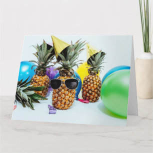 Cartão Cool Pineapple with Sunglasses BIG Birthday Card