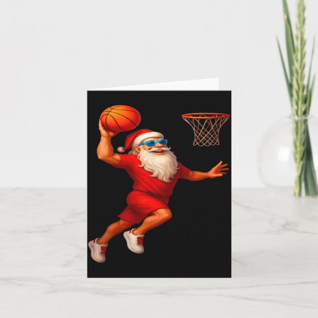 Cartão Cool Santa Basketball Player Dunking Xmas Christma (Frente)