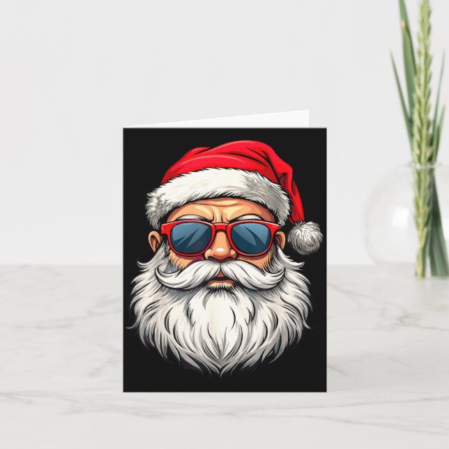 Cartão Cool Santa Claus Face Retro Sungles Christmas Men  (Frente)