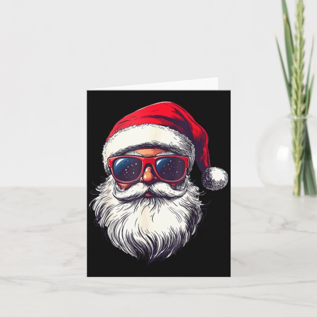 Cartão Cool Santa Claus Face Retro Sungles Christmas Men  (Frente)