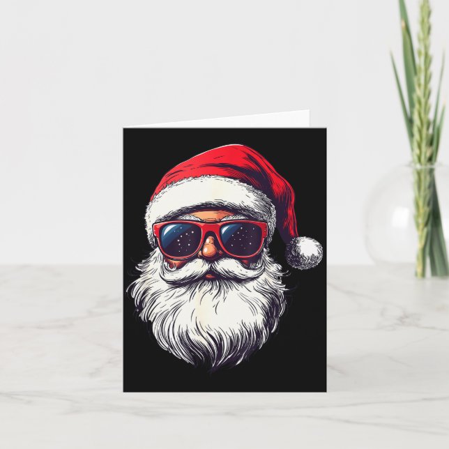 Cartão Cool Santa Claus Face Retro Sungles Christmas Men  (Frente)