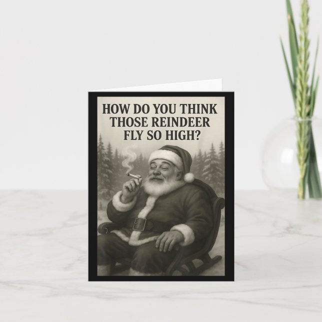 Cartão Cool Santa Claus Smoking Weed Christmas Quote  (Frente)