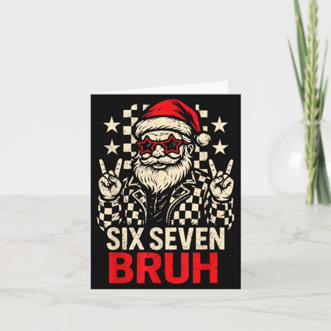 Cartão Cool Six Seven Bruh Santa Kids Christmas Party 67  (Frente)