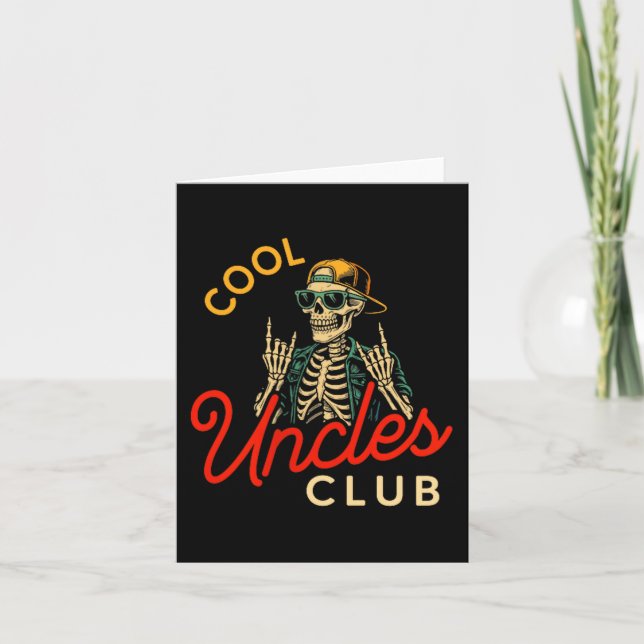 Cartão Cool Uncles Club Shirt Funny Skeleton Retro Uncle  (Frente)