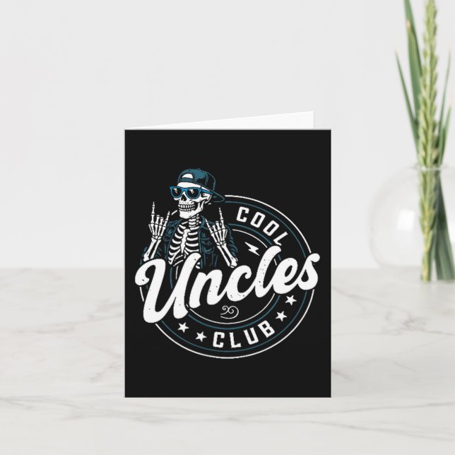 Cartão Cool Uncles Club Shirt Funny Skeleton Uncle Men  (Frente)